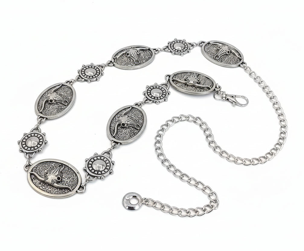 Ceinture chaîne en argent Vintage pour femme