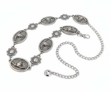 Ceinture chaîne en argent Vintage pour femme