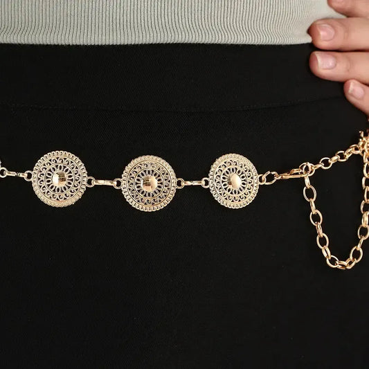 Ceinture chaîne or à boucle réglable pour femme