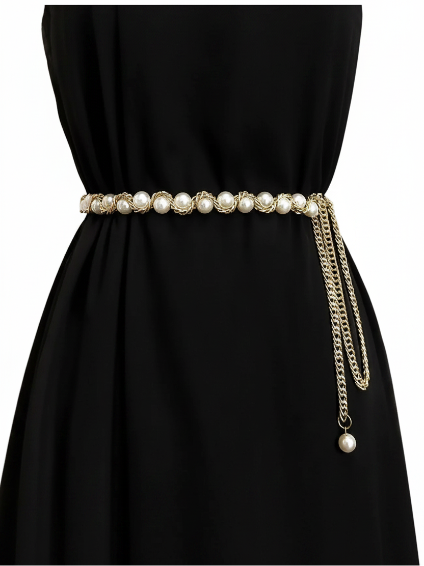 Ceinture chaîne perlée pour femme — style chic et délicat