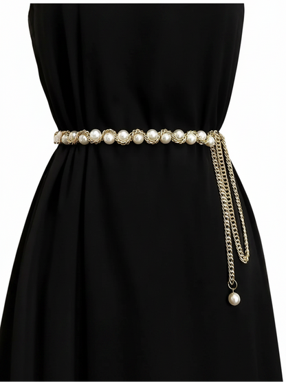 Ceinture chaîne perlée pour femme — style chic et délicat