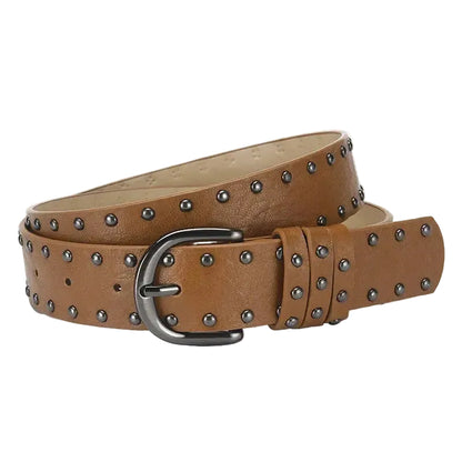 Ceinture cloutée féminine avec rivets et boucle à aiguille