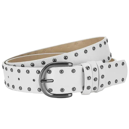 Ceinture cloutée féminine avec rivets et boucle à aiguille