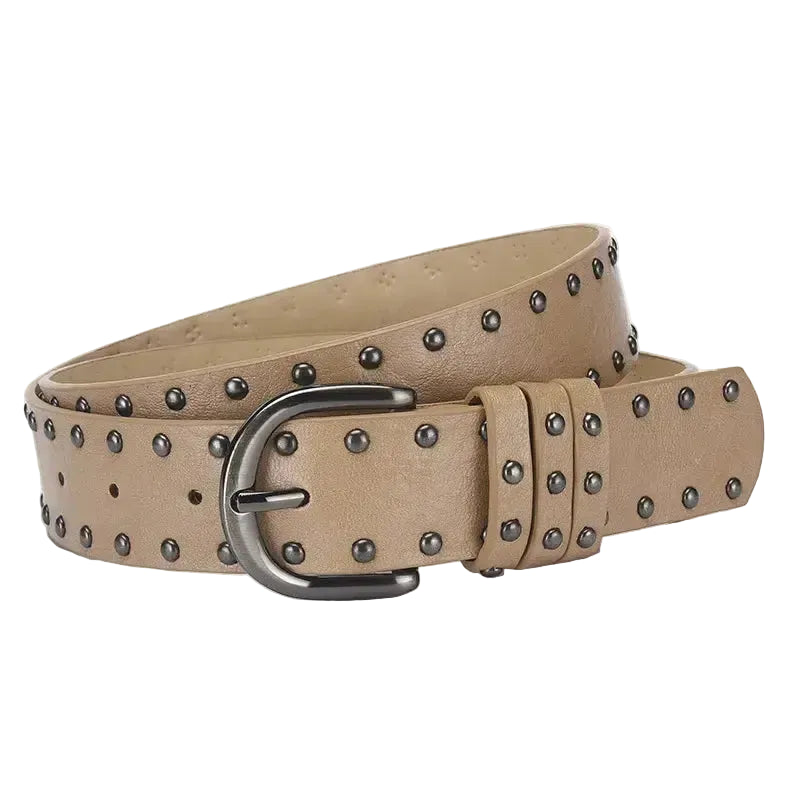 Ceinture cloutée féminine avec rivets et boucle à aiguille