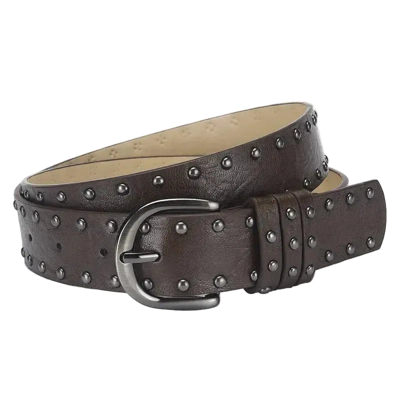 Ceinture cloutée féminine avec rivets et boucle à aiguille