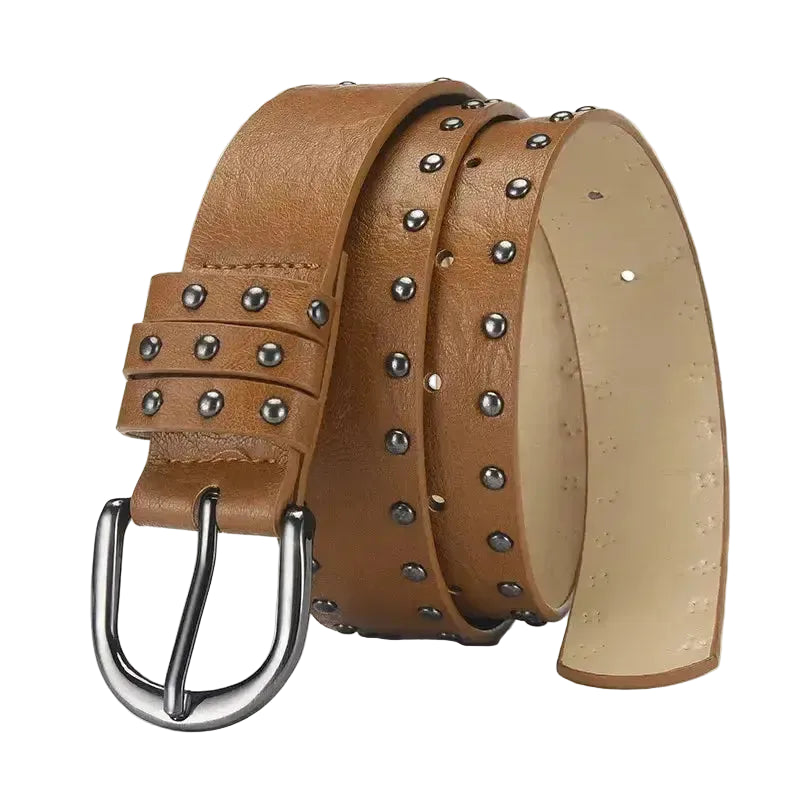 Ceinture cloutée féminine avec rivets et boucle à aiguille