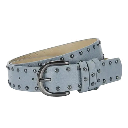 Ceinture cloutée féminine avec rivets et boucle à aiguille