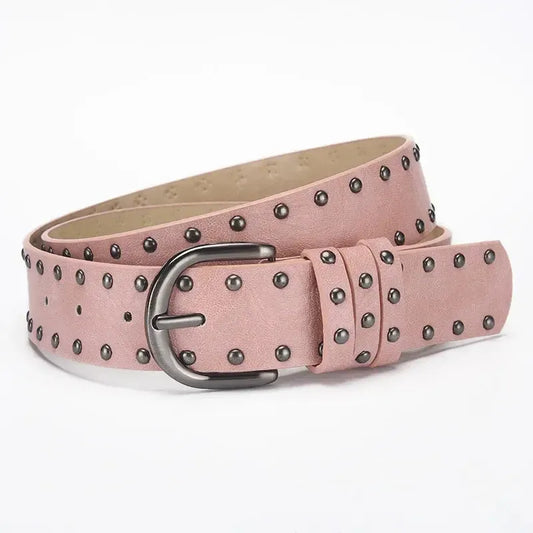 Ceinture cloutée féminine avec rivets et boucle à aiguille