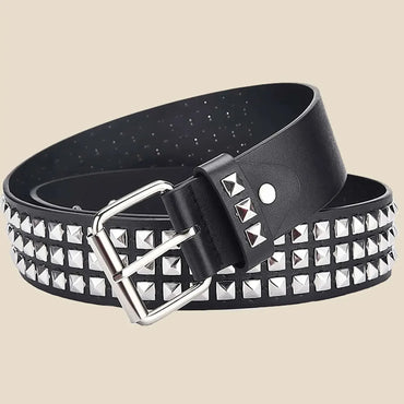 Ceinture cloutée homme et femme à rivets pyramidaux et perles carrées