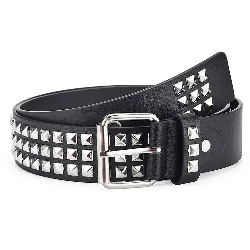 Ceinture cloutée homme et femme à rivets pyramidaux et perles carrées