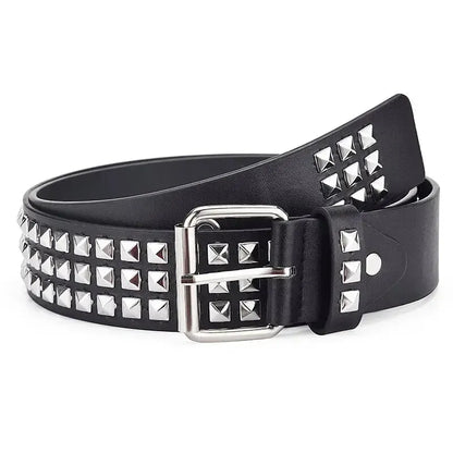 Ceinture cloutée homme et femme à rivets pyramidaux et perles carrées