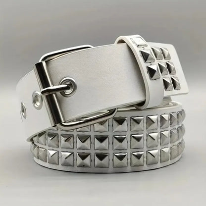 Ceinture cloutée homme et femme à rivets pyramidaux et perles carrées