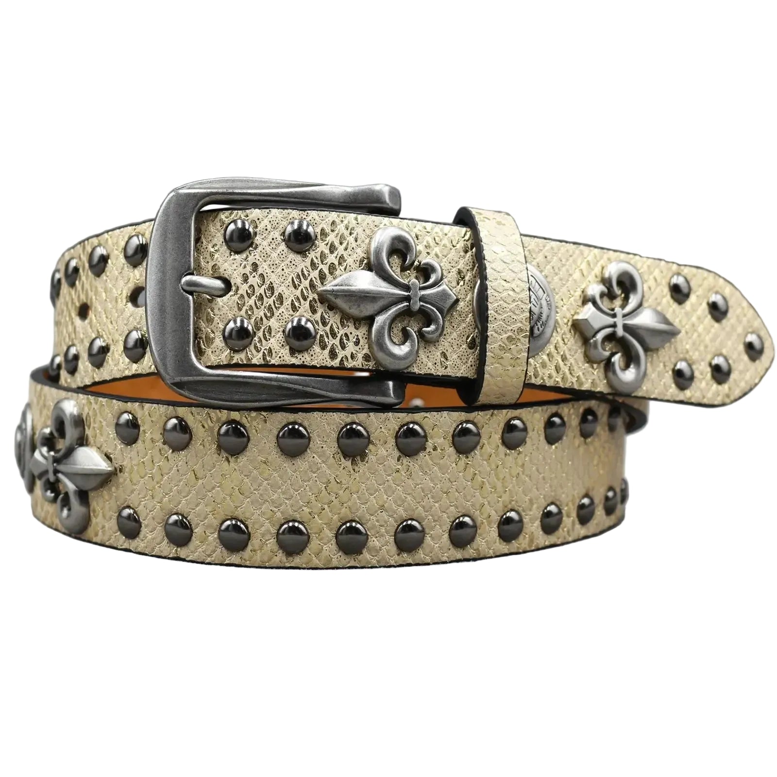 Ceinture cloutée pour femme – Rivets métalliques et croix dorée