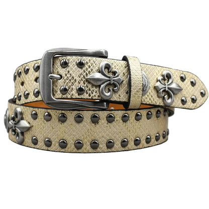 Ceinture cloutée pour femme – Rivets métalliques et croix dorée