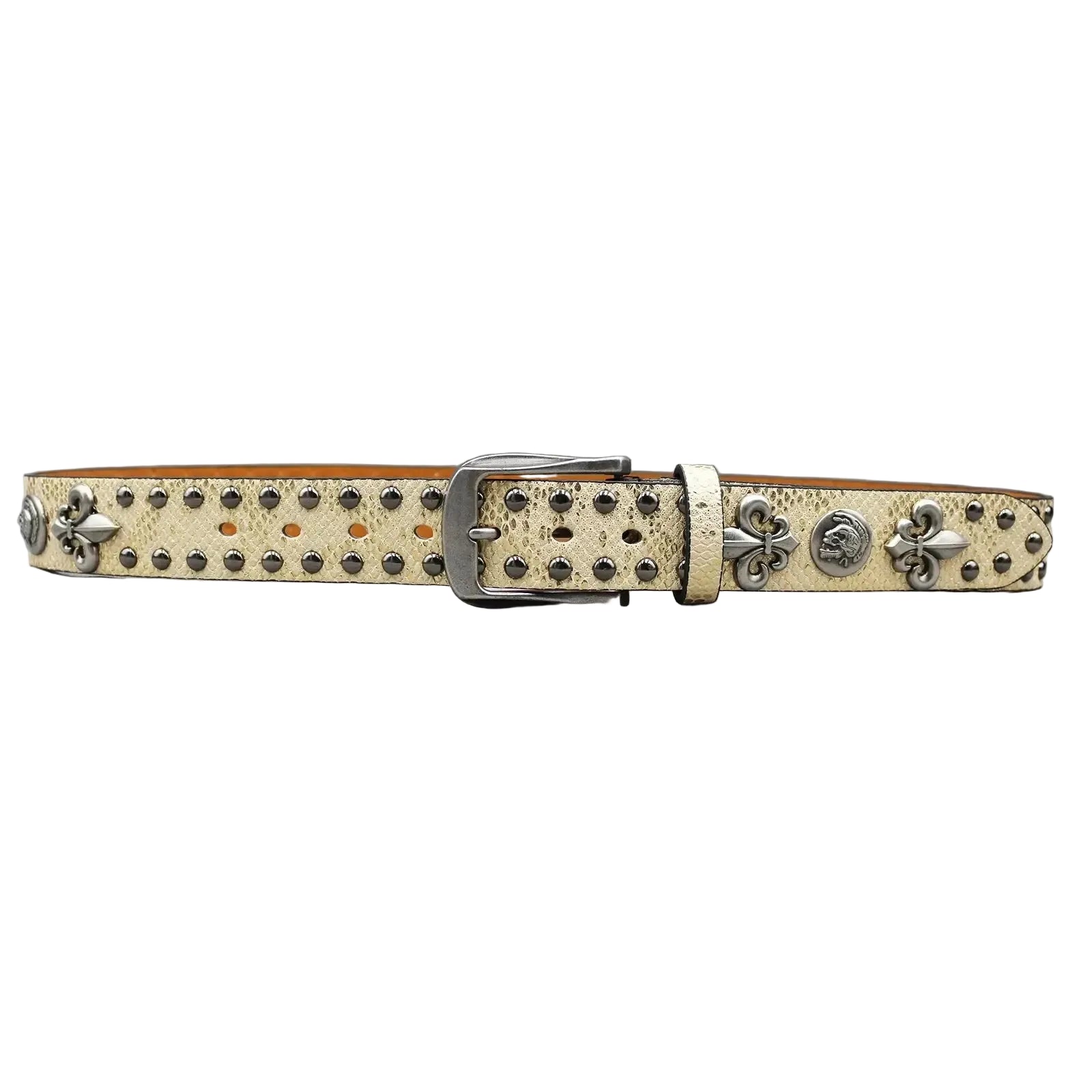 Ceinture cloutée pour femme – Rivets métalliques et croix dorée