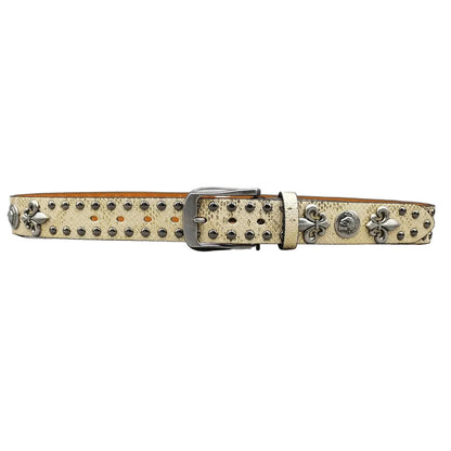 Ceinture cloutée pour femme – Rivets métalliques et croix dorée