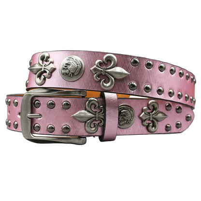Ceinture cloutée pour femme – Rivets métalliques et croix dorée