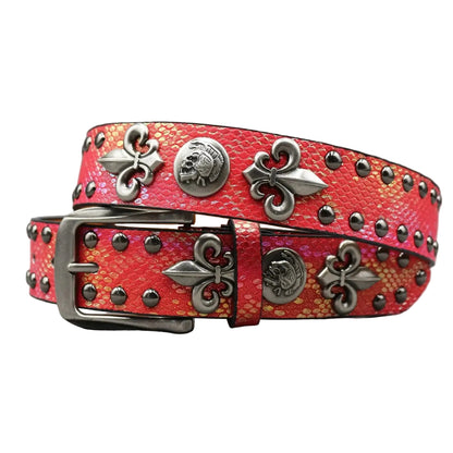 Ceinture cloutée pour femme – Rivets métalliques et croix dorée