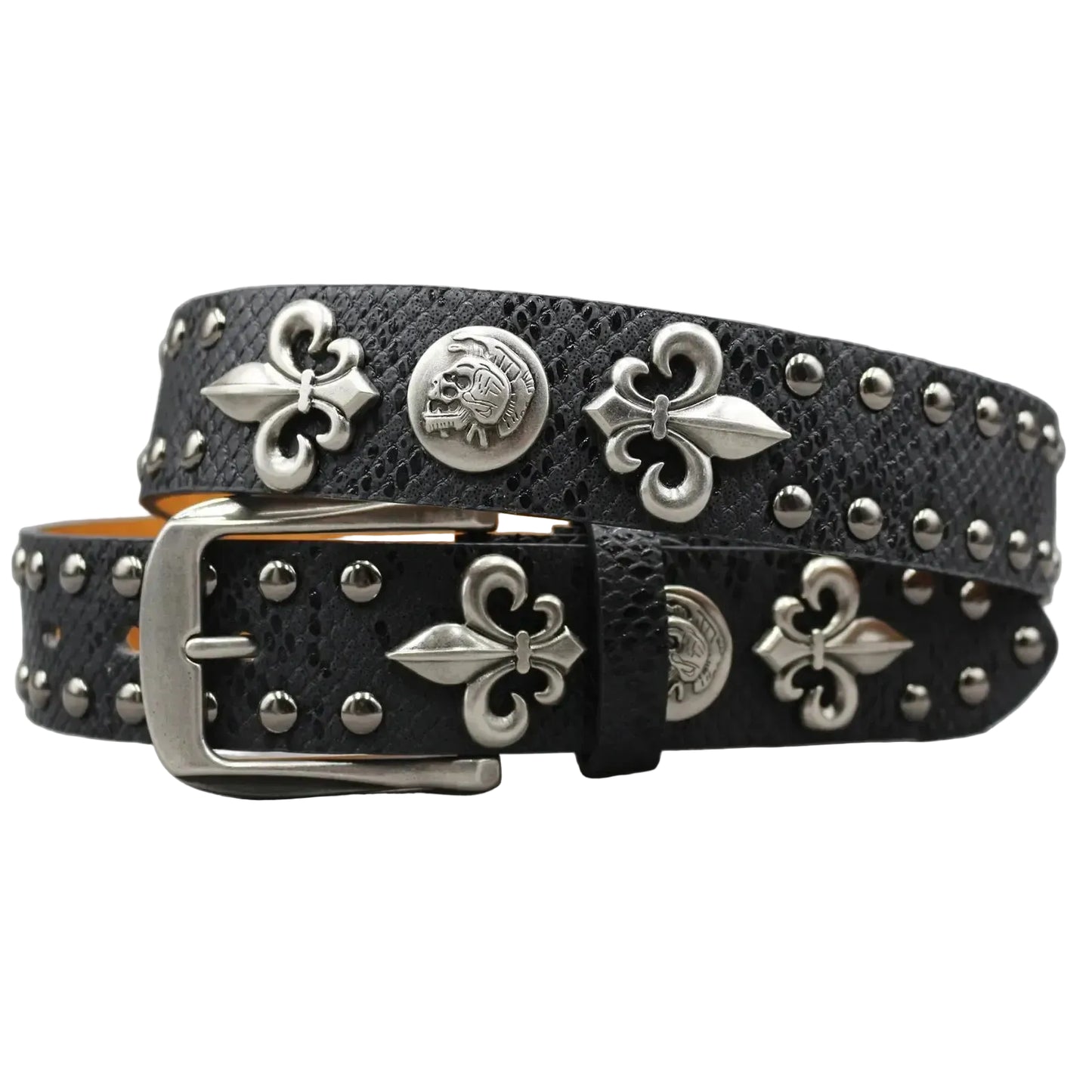 Ceinture cloutée pour femme – Rivets métalliques et croix dorée