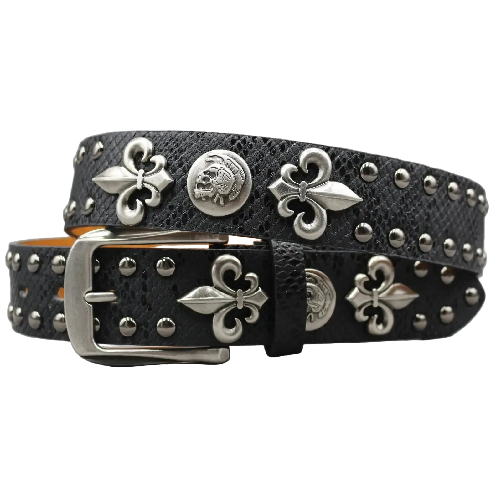 Ceinture cloutée pour femme – Rivets métalliques et croix dorée