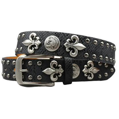 Ceinture cloutée pour femme – Rivets métalliques et croix dorée