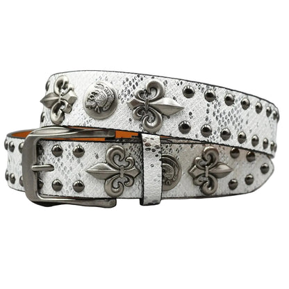 Ceinture cloutée pour femme – Rivets métalliques et croix dorée