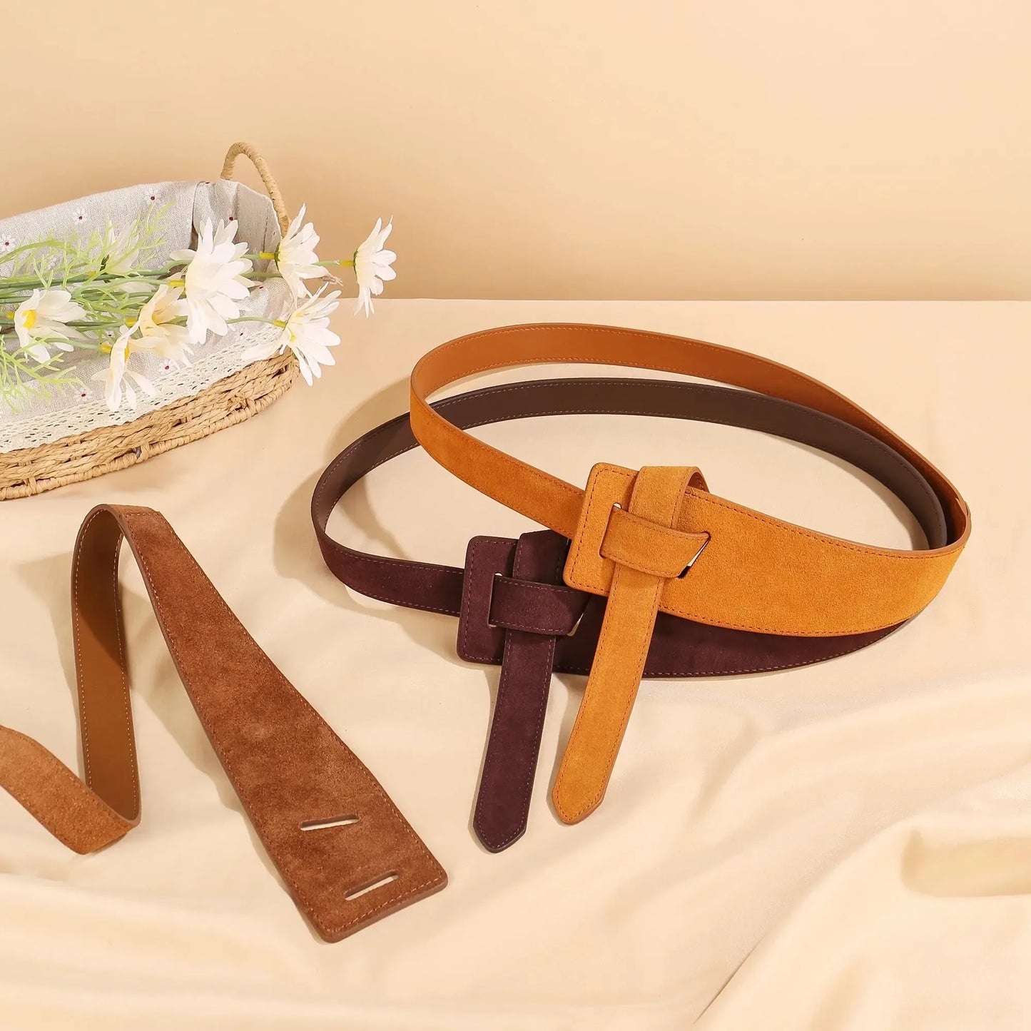 Ceinture corset en Daim pour Femme - Sangle Nouée