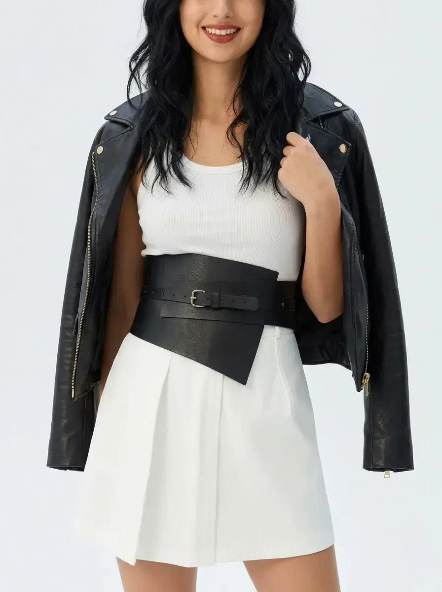 Ceinture corset large en cuir pour femme