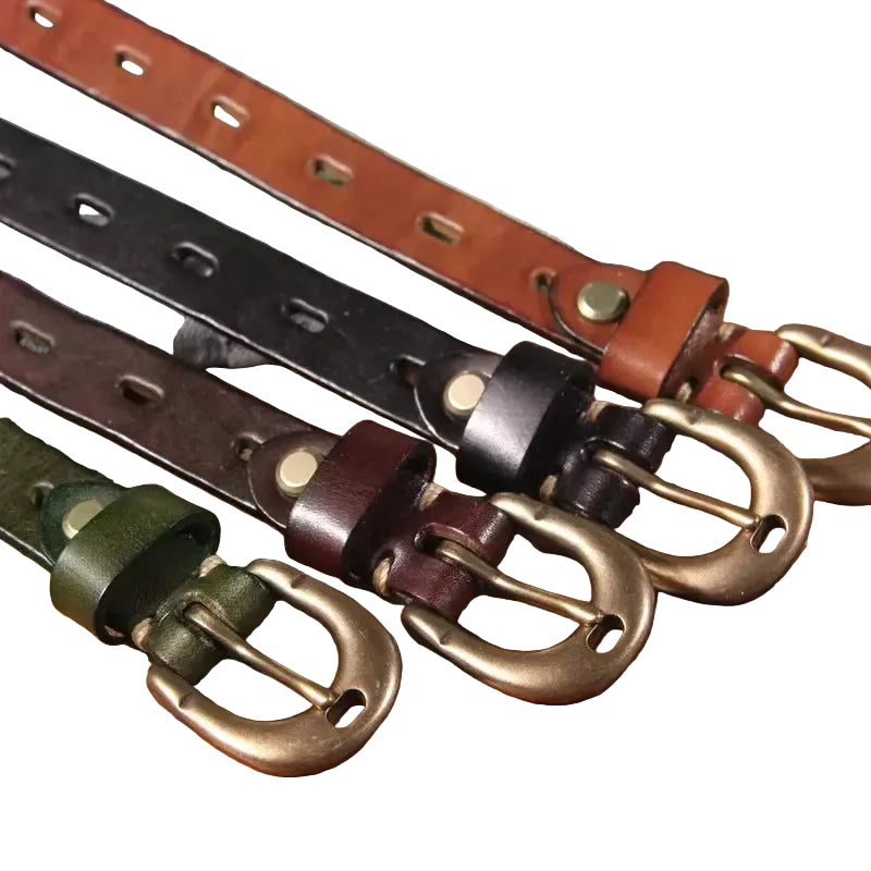 Ceinture cowboy en cuir ajouré pour femme – Bouton en cuivre pur