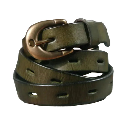 Ceinture cowboy en cuir ajouré pour femme – Bouton en cuivre pur
