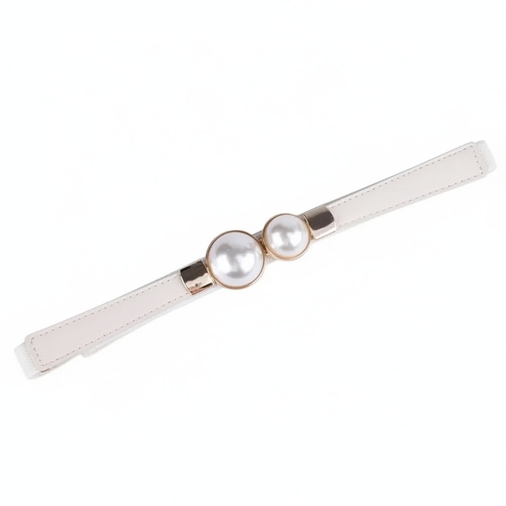 Ceinture de taille pour femme en cuir et chaîne de perles