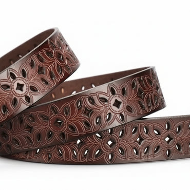 Ceinture en cuir ajouré pour femme
