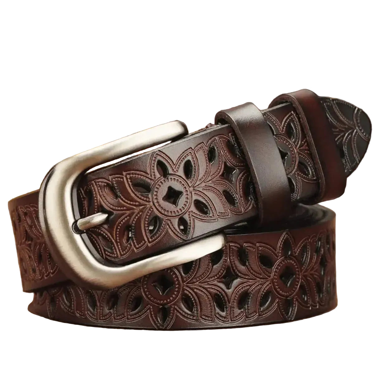Ceinture en cuir ajouré pour femme