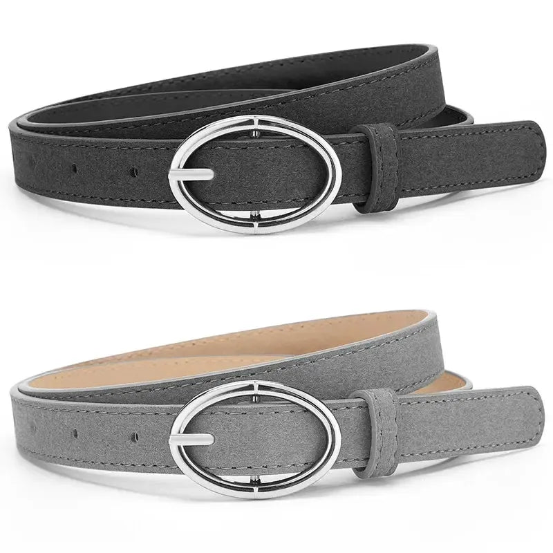 Ceinture en cuir givré gris pour femme