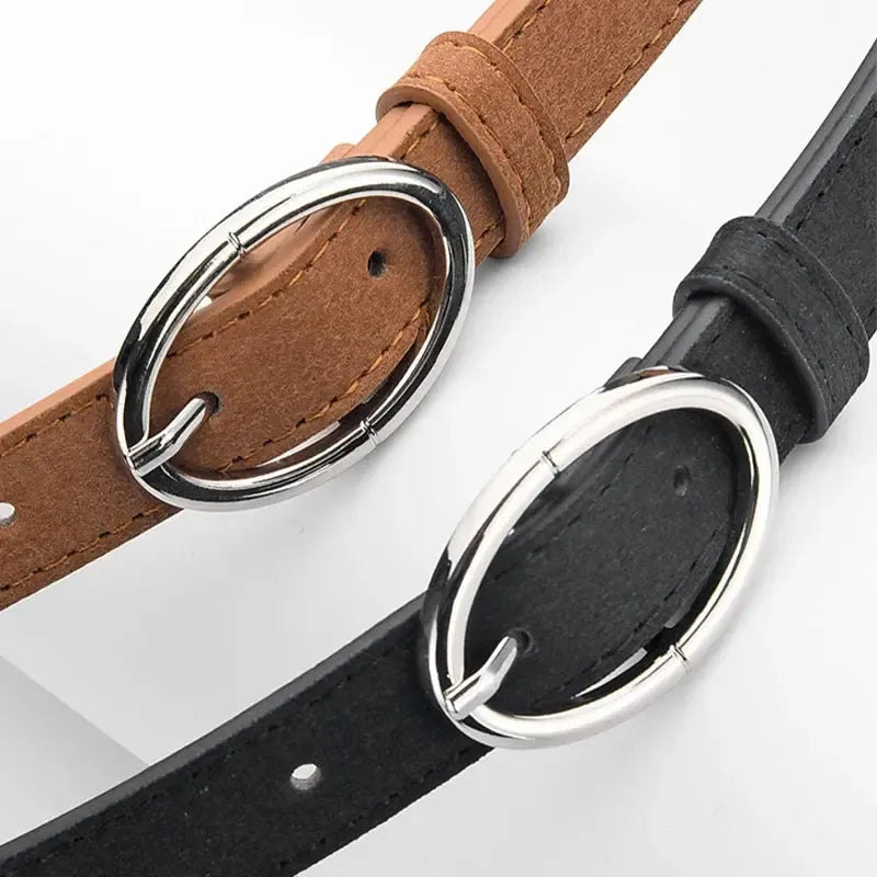 Ceinture en cuir givré gris pour femme