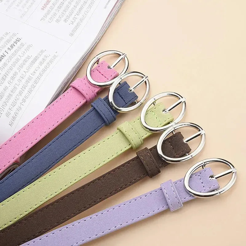 Ceinture en cuir givré gris pour femme