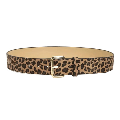 Ceinture en cuir imprimé léopard pour femme – Boucle Ardillon simple