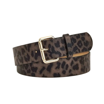 Ceinture en cuir imprimé léopard pour femme – Boucle Ardillon simple