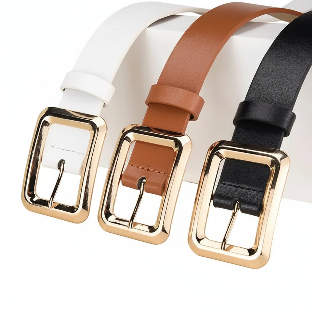 Ceinture en cuir pour femme – Boucle ardillon carrée