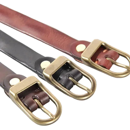 Ceinture en cuir pour femme – Bouton en cuivre pur, idéale pour jeans