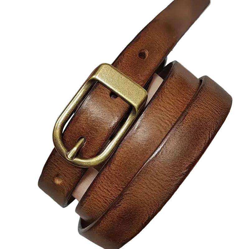 Ceinture en cuir pour femme – Bouton en cuivre pur, idéale pour jeans