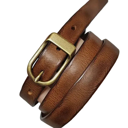 Ceinture en cuir pour femme – Bouton en cuivre pur, idéale pour jeans