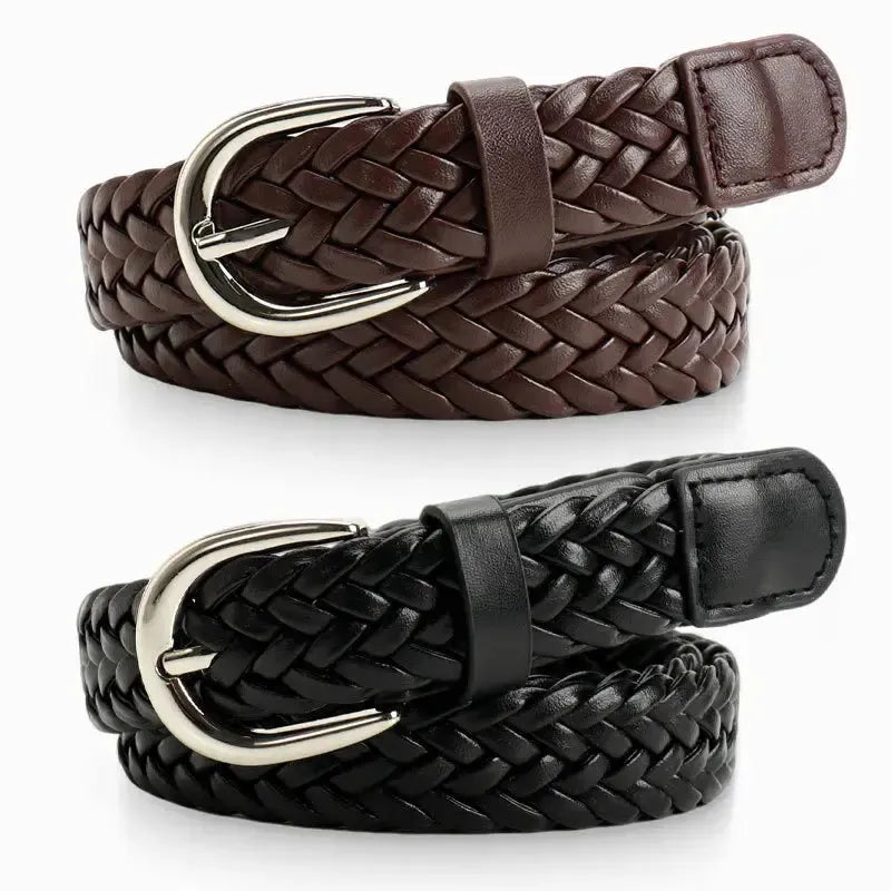 Ceinture en cuir tressée pour femme