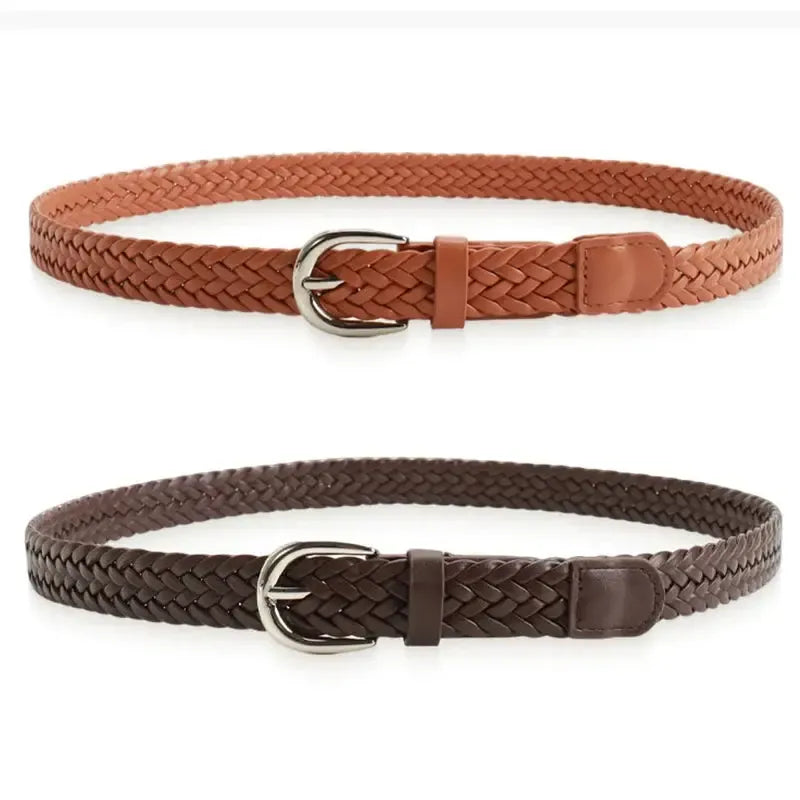 Ceinture en cuir tressée pour femme