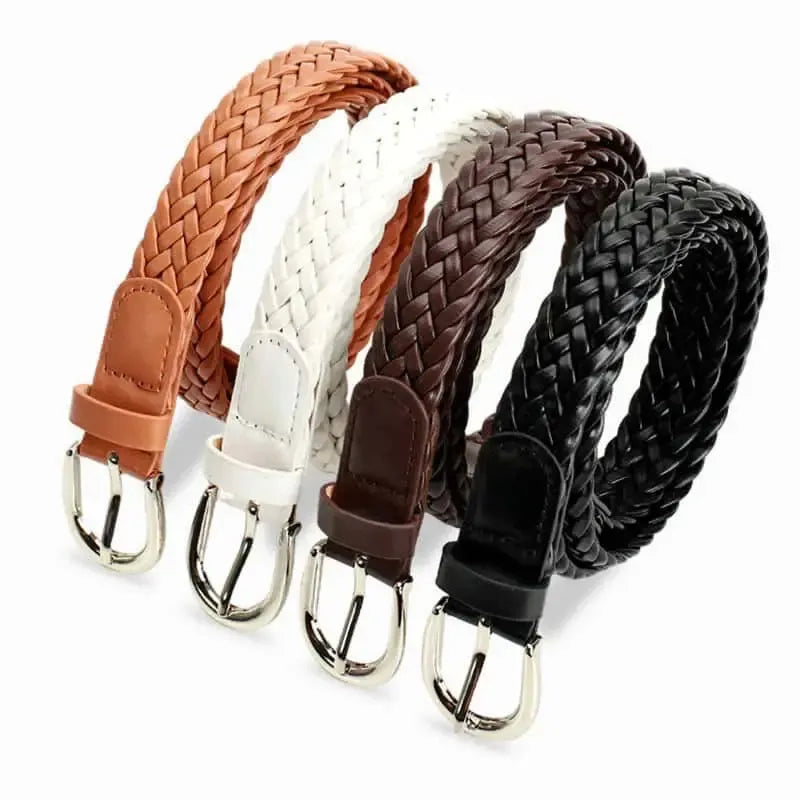 Ceinture en cuir tressée pour femme