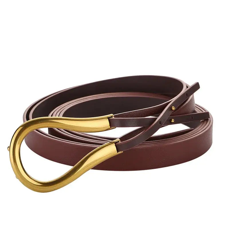 Ceinture en cuir véritable femme – Boucle en métal U de luxe