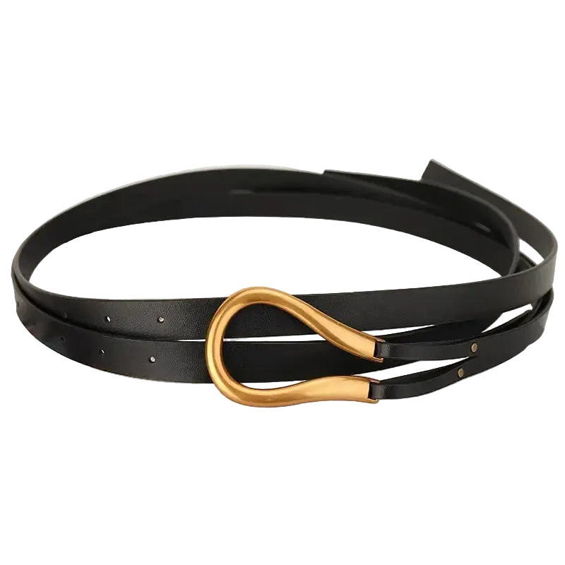 Ceinture en cuir véritable femme – Boucle en métal U de luxe