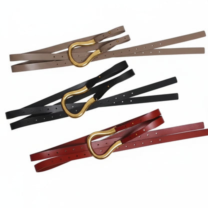Ceinture en cuir véritable femme – Boucle en métal U de luxe