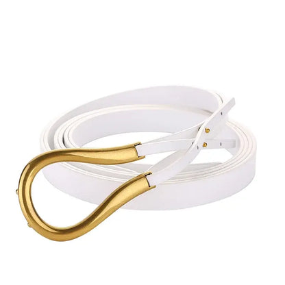 Ceinture en cuir véritable femme – Boucle en métal U de luxe