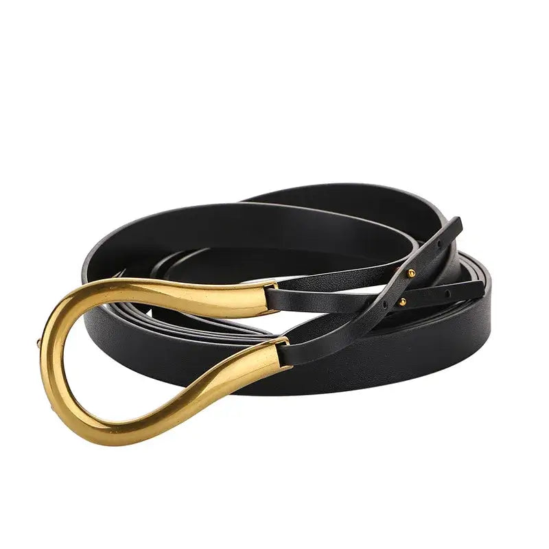 Ceinture en cuir véritable femme – Boucle en métal U de luxe
